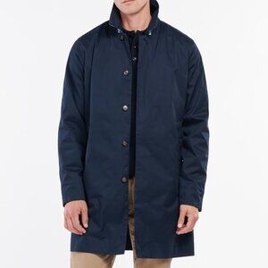 Barbour Mens Rokig Lightweight Waterproof Mac Jacket Trench Coat Navy Blue Large